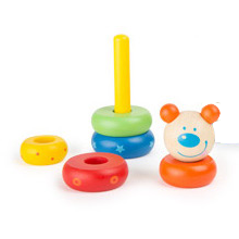 Pastel Wooden Stacking Rings & Rocking Tower - Vue 7