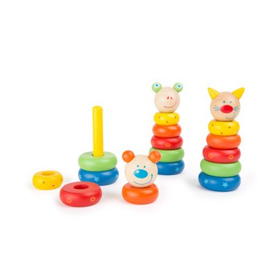 Pastel Wooden Stacking Rings & Rocking Tower - Vue 6