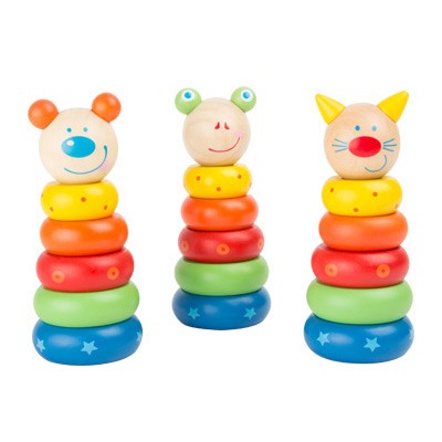 Pastel Wooden Stacking Rings & Rocking Tower - Vue 2