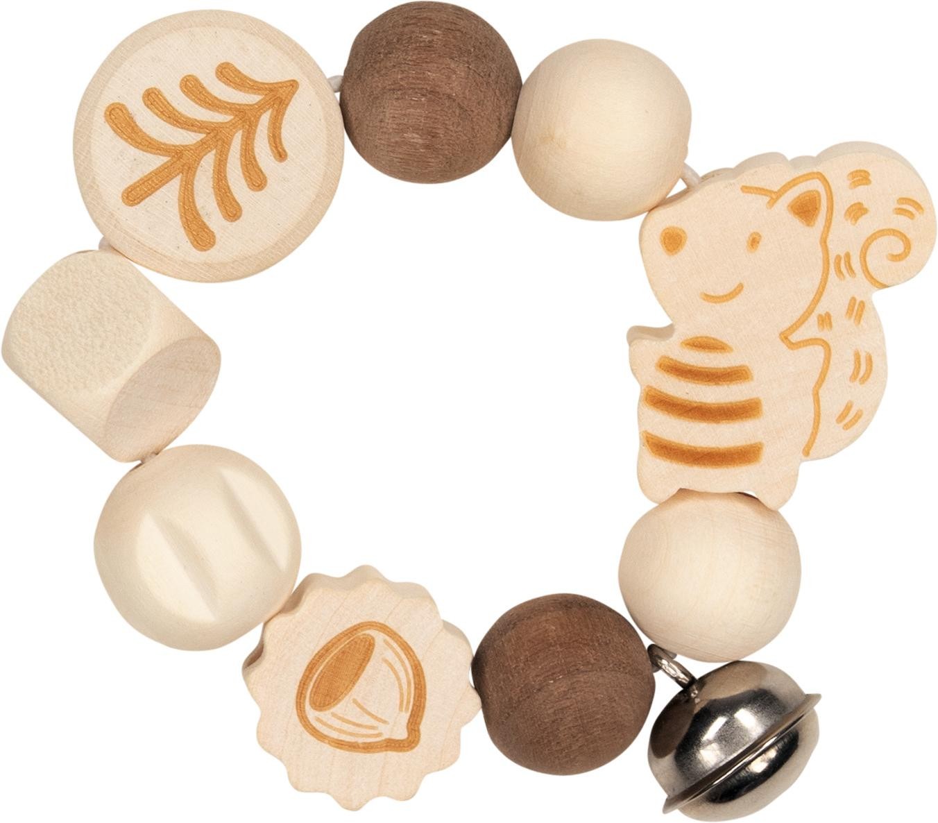 Wooden Squirrel Baby Rattle with Gentle Jingles