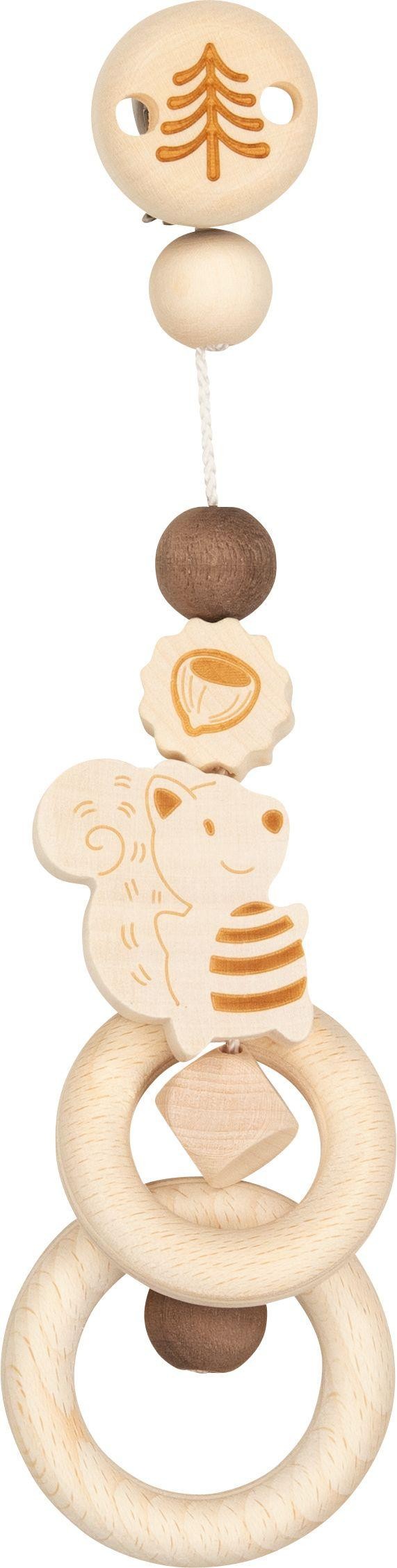 Natural Wooden Squirrel Baby Dummy Clip & Soother Chain