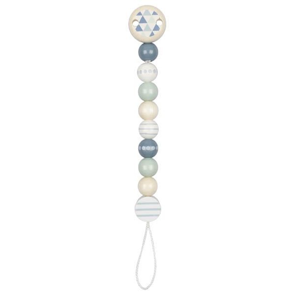 Grey & Charcoal Wooden Baby Dummy Clip Chain