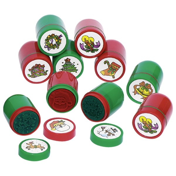 Festive Holiday Wooden Christmas Ink Stamper