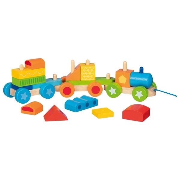 Large Wooden Train Set - Montessori Shape Sorting Wagon - Vue 2