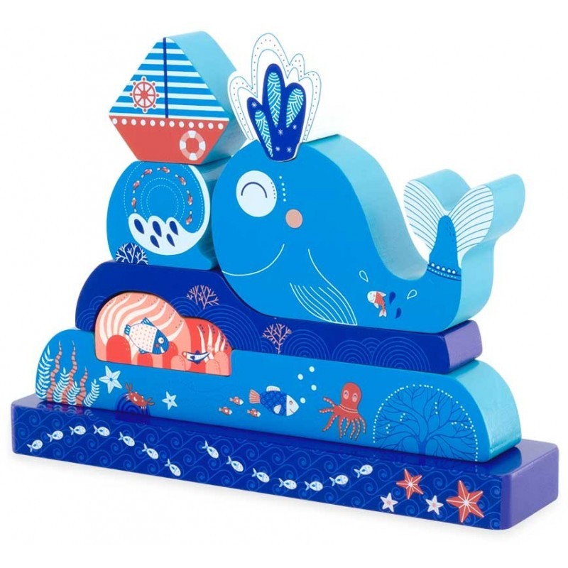 Magnetic Wooden Ocean Whale Jigsaw Puzzle - Vue 4