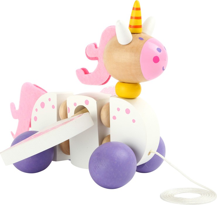 Wooden Pull-Along Unicorn Walking Companion Toy