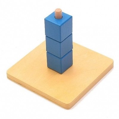 Montessori Vertical Dowel & Chunky Wooden Cubes