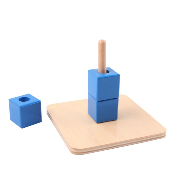 Montessori Vertical Dowel & Chunky Wooden Cubes - Vue 2