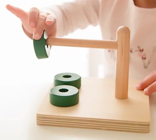 Montessori Horizontal Dowel & Chunky Wooden Discs - Vue 4