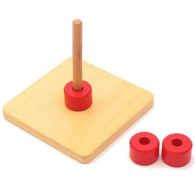 Montessori Vertical Dowel & Chunky Wooden Discs - Vue 2