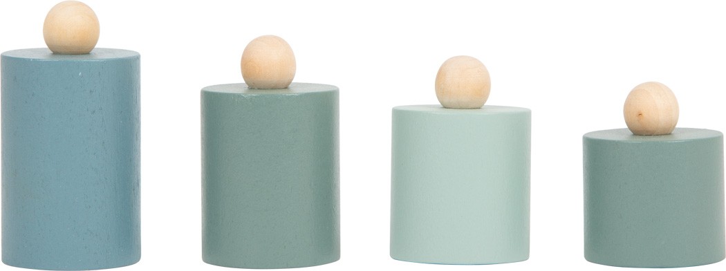 Blue Wooden Balance Scale with 4 Montessori Brass Weights - Vue 5