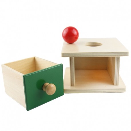 Montessori Wooden Object Permanence Box with Drawer & Ball