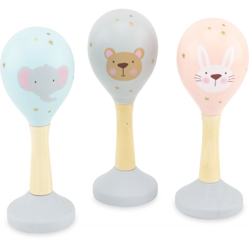 Pastel Collection Wooden Baby Maracas Rattle