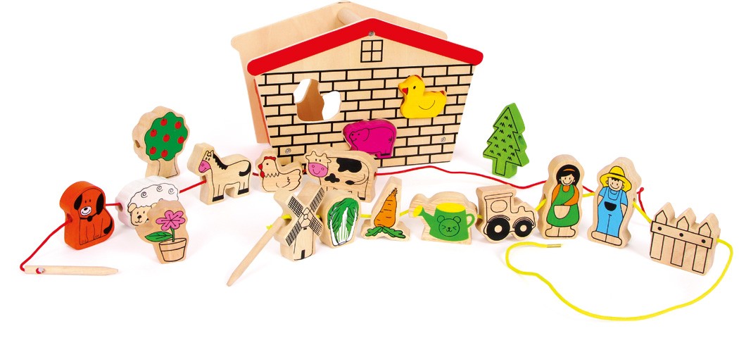 Farm Animals Wooden Lacing & Threading Beads Kit
