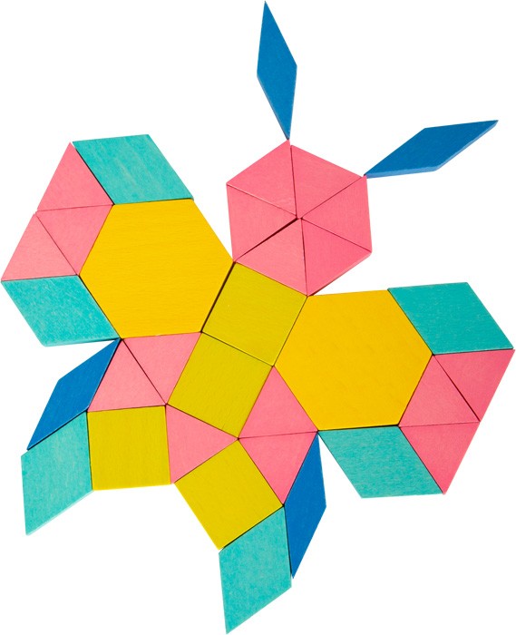 Montessori Wooden Pattern Blocks & Tangram Set - Vue 5