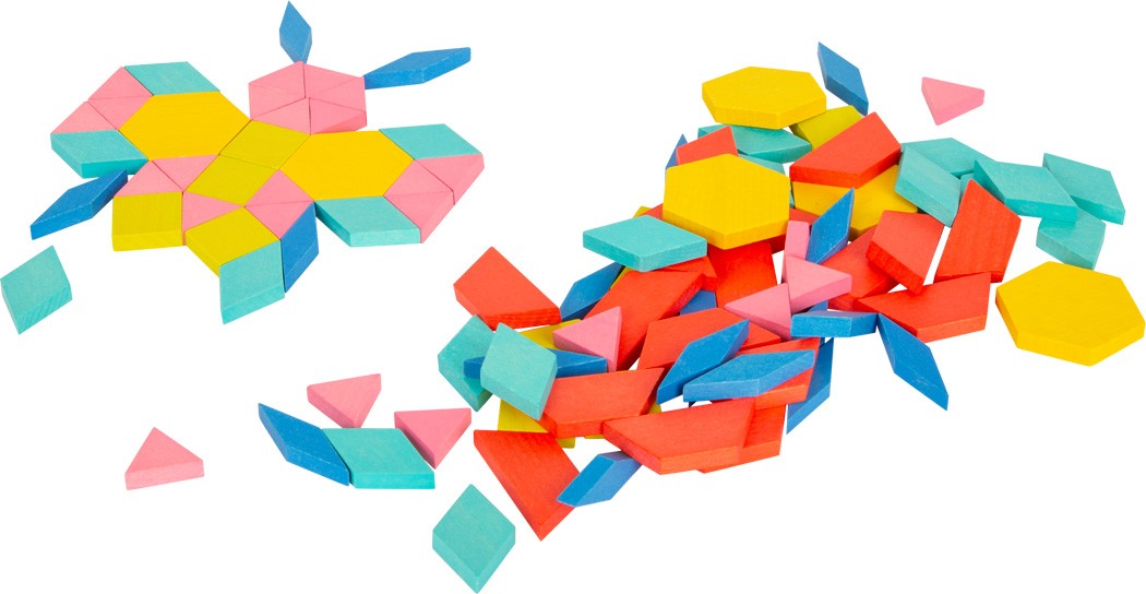 Montessori Wooden Pattern Blocks & Tangram Set - Vue 2
