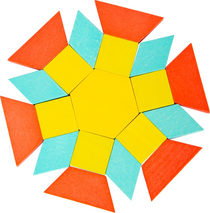 Montessori Wooden Pattern Blocks & Tangram Set - Vue 10