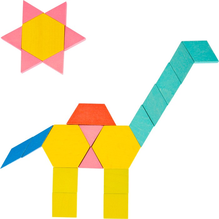 Montessori Wooden Pattern Blocks & Tangram Set - Vue 4