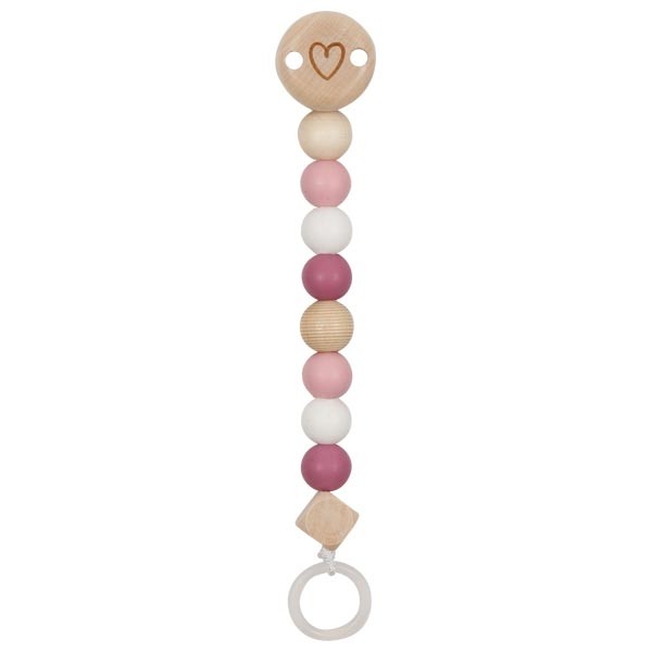 Wooden Heart Baby Dummy Clip & Soother Holder