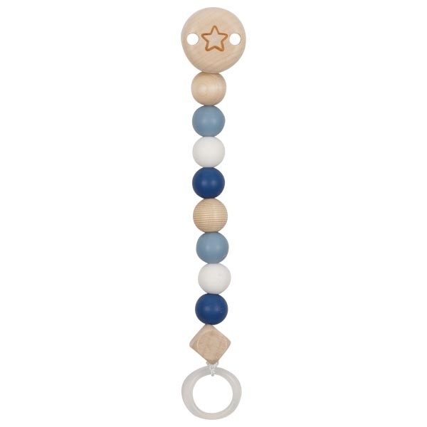 Deep Blue Star Wooden Baby Dummy Clip