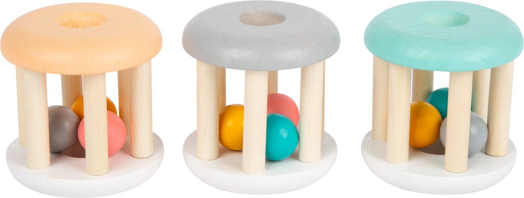 Pastel Wooden Rolling Rattle & Chime Toy - Vue 2
