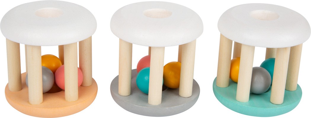 Pastel Wooden Rolling Rattle & Chime Toy - Vue 5