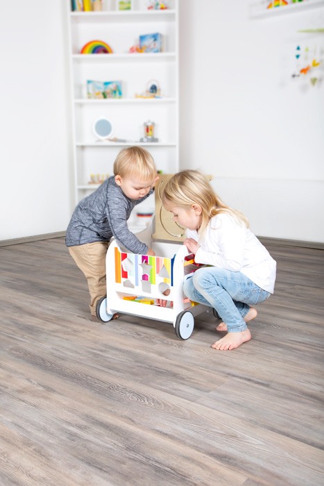 Deluxe Rainbow Wooden Baby Walker & Activity Cart - Vue 8