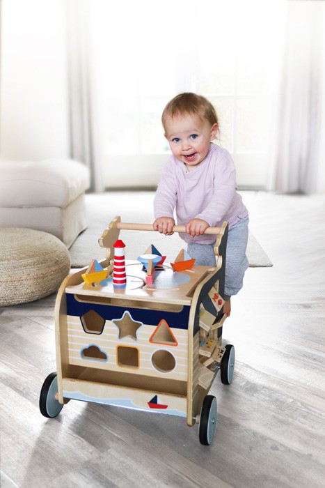 Deluxe Ocean Wooden Baby Walker & Activity Cart - Vue 7