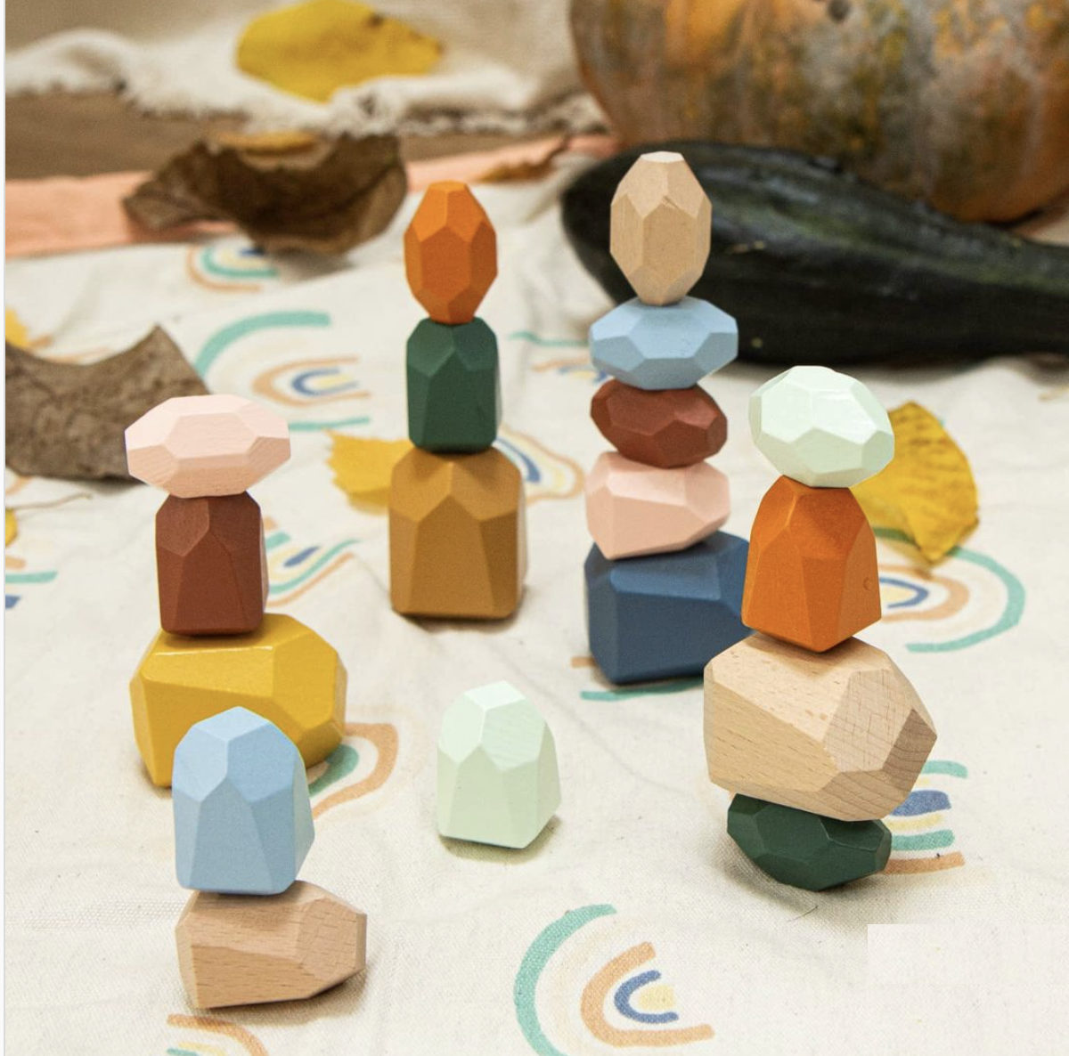 Wooden Stacking Balancing Stones - Natural River Rocks - Vue 2