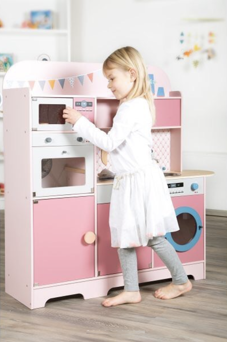 Classic Pink Wooden Play Kitchen & Accessories - Vue 2