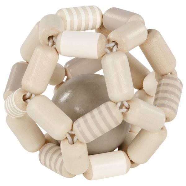 Grey Wooden Ball Baby Rattle & Grasping Toy