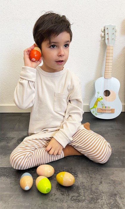 Montessori Wooden Sound Shaker Egg - White Note - Vue 3
