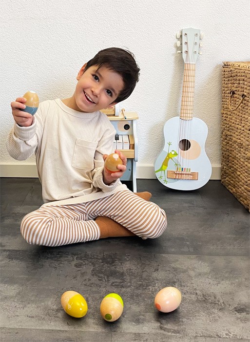 Montessori Wooden Sound Shaker Egg - White Note - Vue 4