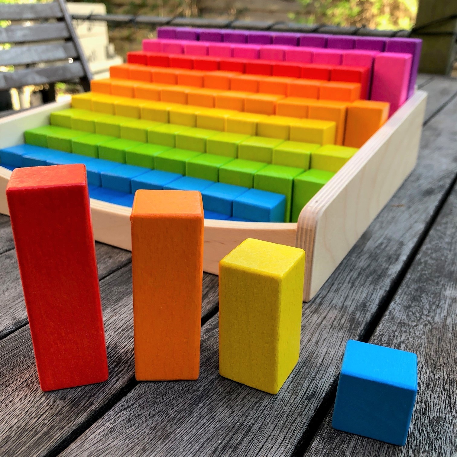 100-Piece Rainbow Wooden Maths Rods Set - Vue 2