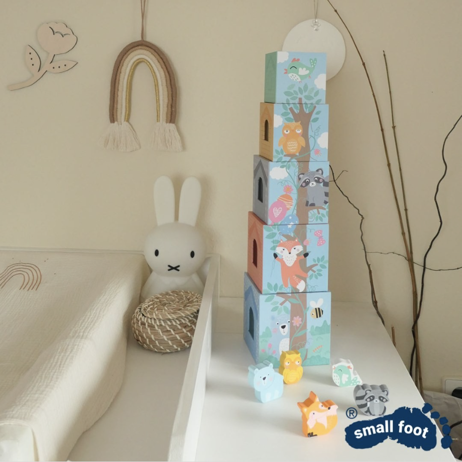 Pastel Wooden Animal Stacking Houses & Figures - Vue 2