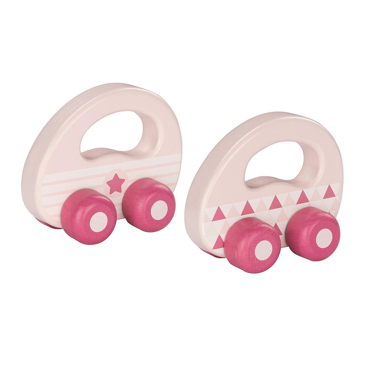 Small Pink Wooden Play Car with Rubber Grips