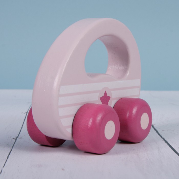 Small Pink Wooden Play Car with Rubber Grips - Vue 2