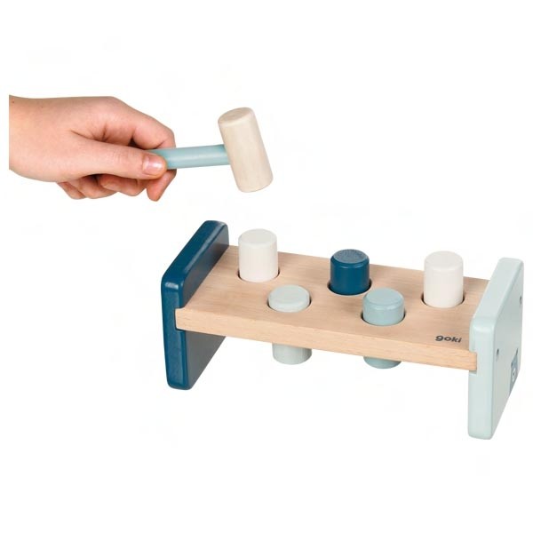 Classic Blue Wooden Hammer Bench with Cylinders - Vue 6