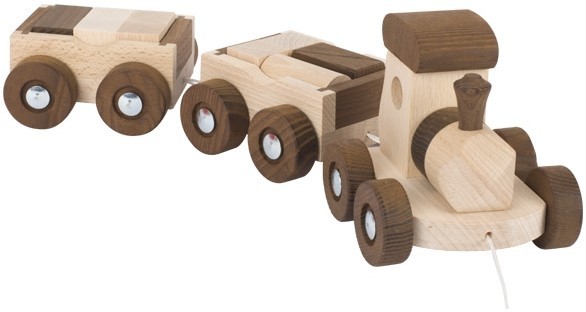 Natural Wooden Cargo Train - Montessori Inset Wagons
