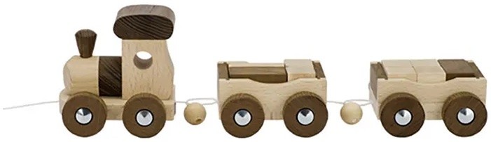 Natural Wooden Cargo Train - Montessori Inset Wagons - Vue 4