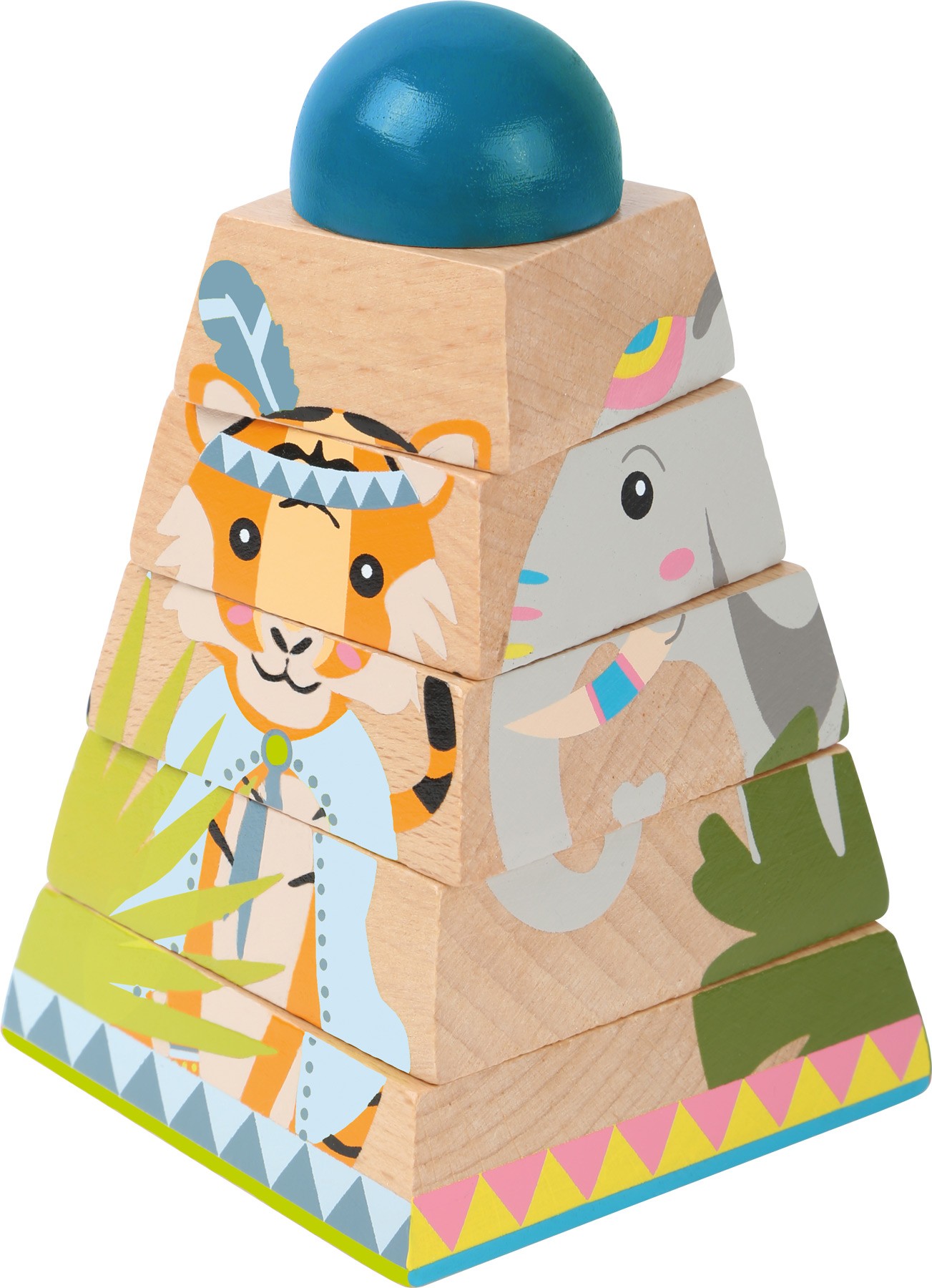 Safari Animals Wooden Stacking Pyramid Tower - Vue 3
