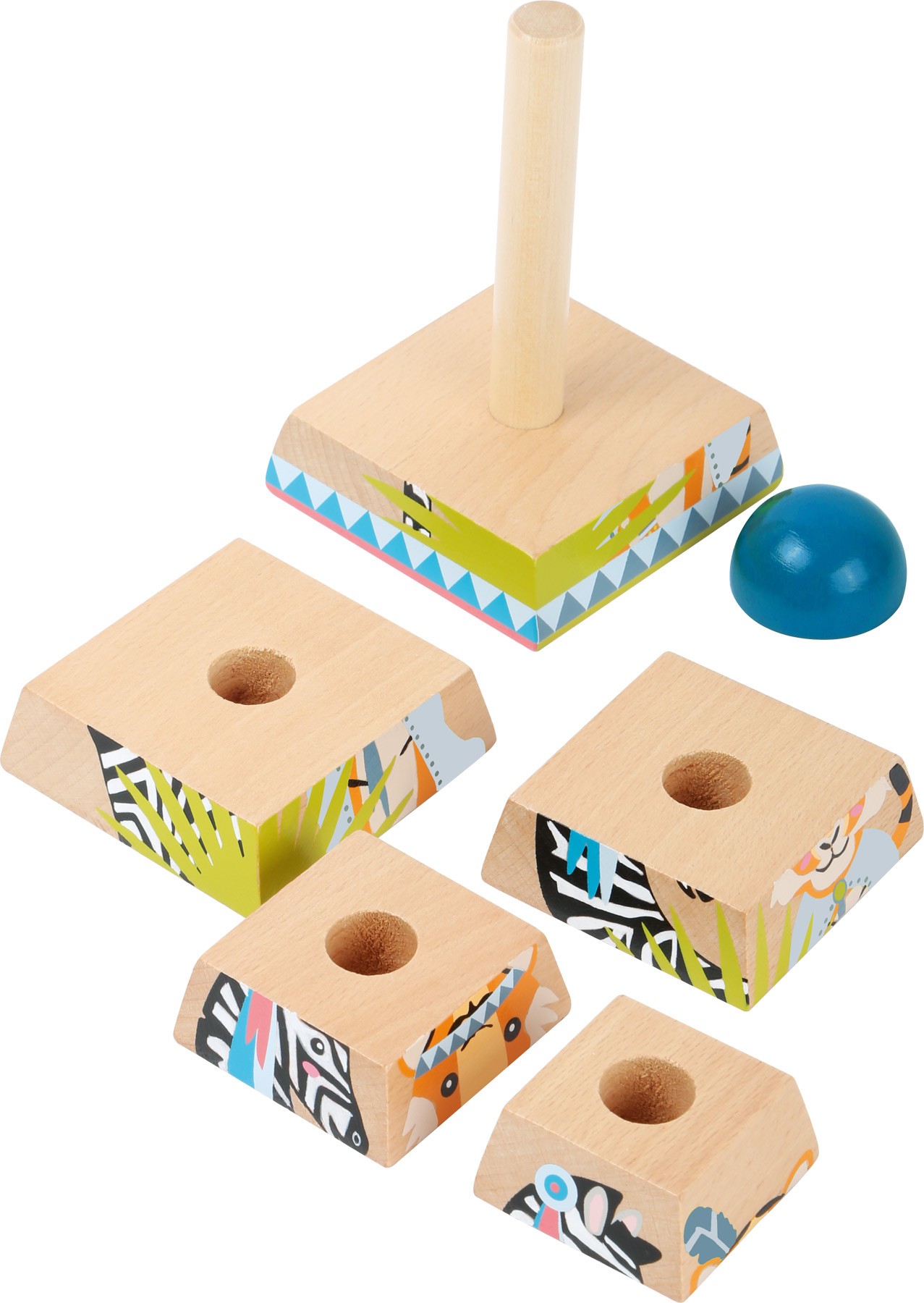 Safari Animals Wooden Stacking Pyramid Tower - Vue 4