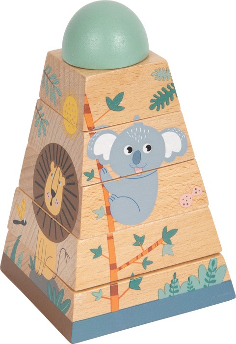Safari Animals Wooden Stacking Pyramid Tower