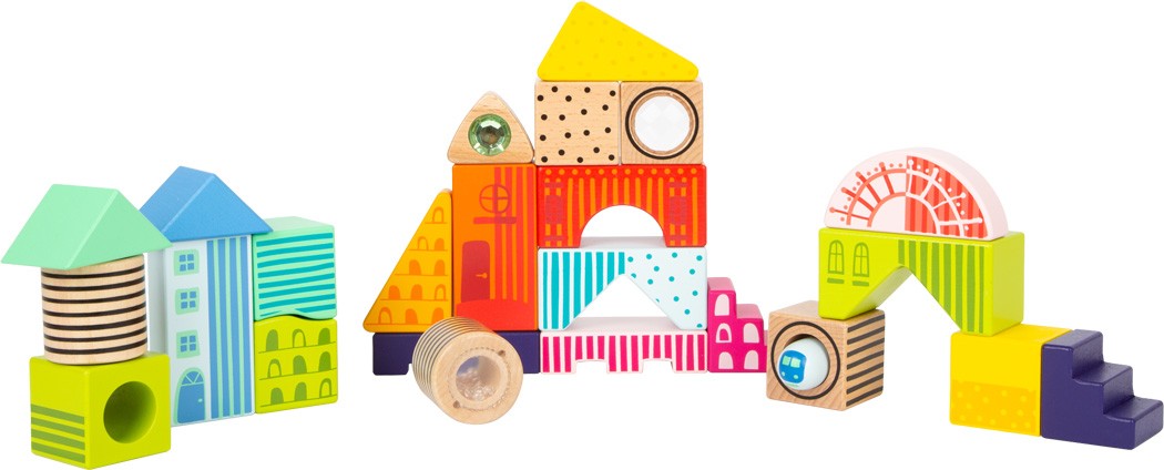 Colourful World Sensory Wooden Building Blocks - 50 Pieces