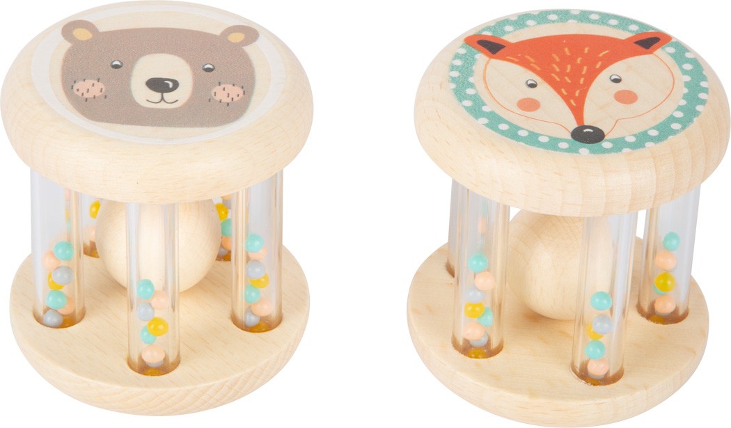 Pastel Animals Wooden Musical Rolling Drum & Chimes