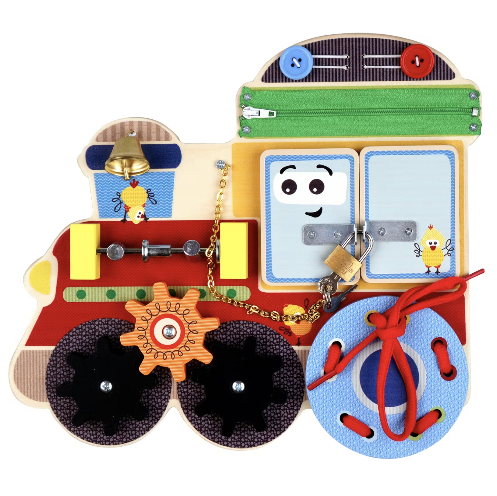 Montessori Locomotive Wooden Busy Board with Latches