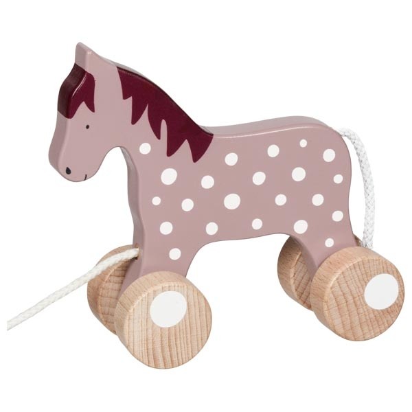 Purple Wooden Horse Pull-Along Walking Toy