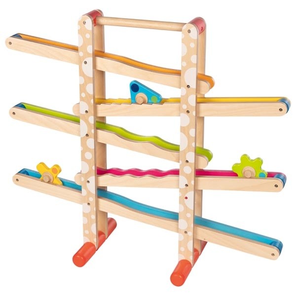 Giant Wooden Marble & Spinning Tops Ramp Slide