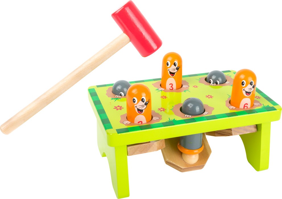 Warm Taupe Wooden Hammering Bench with Pegs - Vue 2