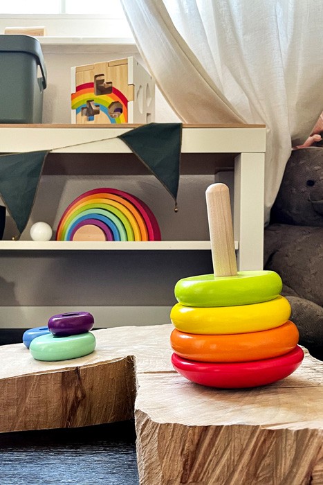 Montessori Wooden Rainbow Stacking Arches Toy - Vue 3